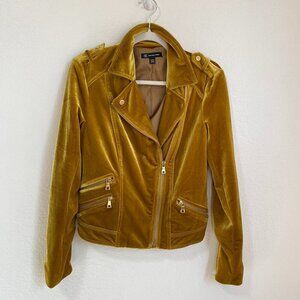 INC International Concepts Glam Velvet Gold Moto Jacket Blazer